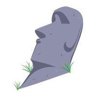 Moai statue in the grass illustration on white background vector