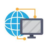 A computer monitor and globe icon vector