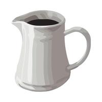 A white jug with black coffee in it vector