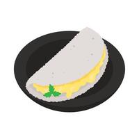 Taco with cheese and lettuce on a plate vector