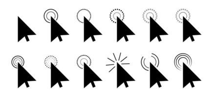 Collection of arrow pointer, cursor icon, click or press cursor in flat design. vector