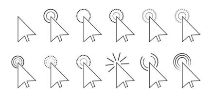 Collection of arrow pointer, cursor icon, click or press cursor in flat design. vector