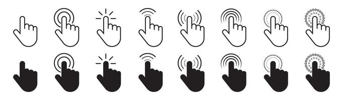 Set of flat cursor icons in hand forms vector