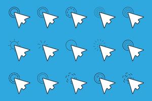 Collection of arrow pointer, cursor icon, click or press cursor in flat design. vector
