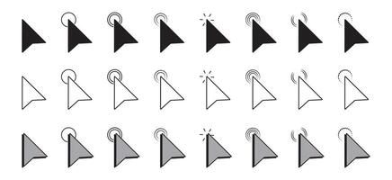 Collection of arrow pointer, cursor icon, click or press cursor in flat design. vector