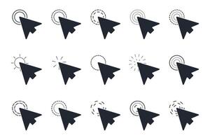 Collection of arrow pointer, cursor icon, click or press cursor in flat design. vector