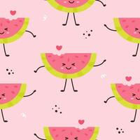 Seamless pattern of funny watermelon characters vector