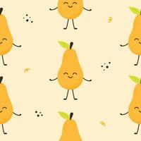 Funny pear characters seamless pattern vector