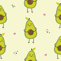 Funny avocado characters seamless pattern vector