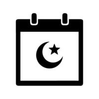 Calendar with crescent and star icon illustration vector