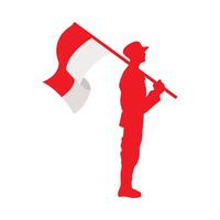A man holding a flag on a white background vector