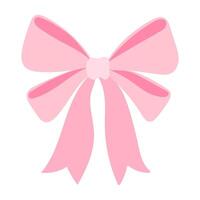 A pink bow is drawn on a white background. The bow is drawn in a way that it looks like it is about to be tied vector