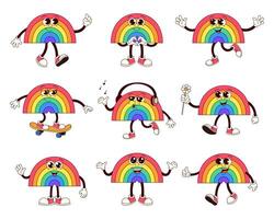 Groovy Rainbows A Playful Collection of Cartoon Characters vector