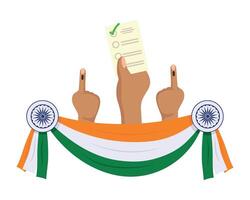 Indian election symbol with hands holding up a paper vector