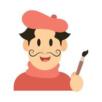 A cartoon man with a mustache and a brush vector