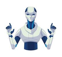 A robot with two hands up and two fingers vector