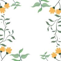 Floral frame with yellow and green leaves vector