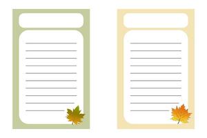 Fall bucket list flat templates set. Weekly and daily planner pages designs . Diary, notepad checklist layout. vector