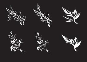 Set of Monochrome Botanical Illustrations for Logos vector