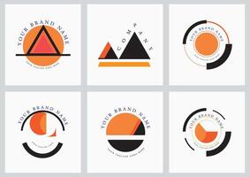 A set of six geometric logos with different shapes and colors vector