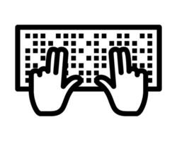 A black and white image of two hands on a keyboard vector