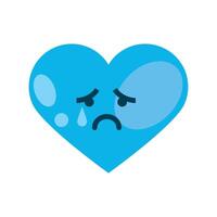 A blue heart with a sad face vector