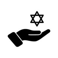 A hand holding a star of david and a star of david vector