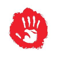 A red handprint on a white background vector