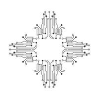 Circuit board with a star shape in the middle vector