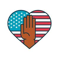 A hand with a heart and an american flag vector