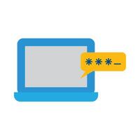 A laptop with a password on it vector