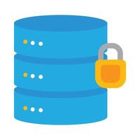 A blue and yellow lock on top of a stack of data vector