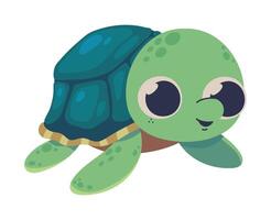 A cartoon turtle with big eyes and a big shell vector