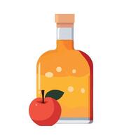 Apple cider bottle and apple illustration vector