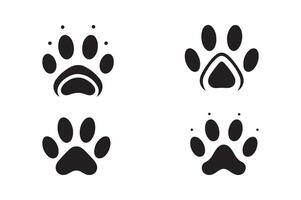 Black Dog or Cat Paw print icon isolated on a transparent background. Illustration vector