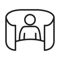 A black and white line drawing of a person sitting in a chair vector
