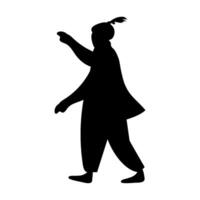 Silhouette of a man walking with a stick vector