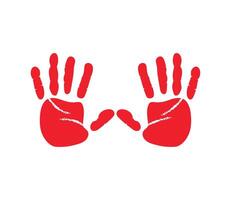 Two red hands with the word help on them vector