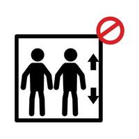 A black and red sign with two people standing in front of a door vector
