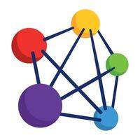 A colorful network of spheres with a circle in the middle vector