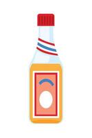 A bottle of ketchup with a red stripe on it vector
