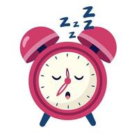 An alarm clock with a sleeping person on it vector