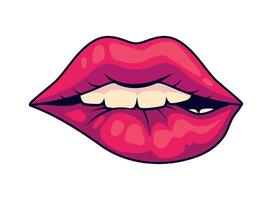 A red lips with a white tongue vector