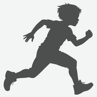 Dynamic Boy Running Silhouette Art vector