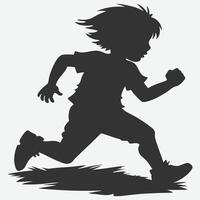 Dynamic Boy Running Silhouette Art vector