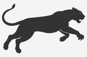 Dynamic Panther Jumping Silhouette Art vector