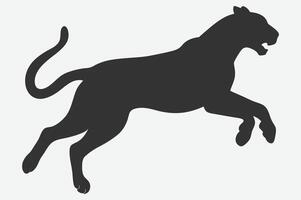Dynamic Cheetah Jumping Silhouette vector