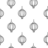 Seamless outline pattern chinese lantern vector