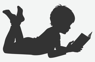 Silhouette of a Child Lying Down and Reading, A Perfect Illustration for Educational and Creative Projects vector