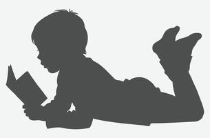 Silhouette of a Child Lying Down and Reading, A Perfect Illustration for Educational and Creative Projects vector